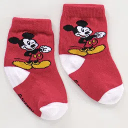 cute walk by babyhug Cutewalk By Babyhug Anti Bacterial Ankle Length Socks Mickey Mouse Design Pack Of 3 - Multicolour image 3