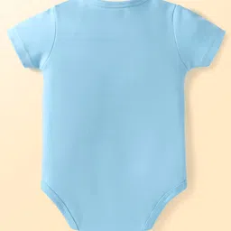 Babyhug Interlock Knit Half Sleeves Onesies With Animal & Dino Print Pack of 3 - Blue & White image 3