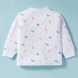 Pink Rabbit Single Jersey Knit Full Sleeves Co-ords Night Suit With Dino Print - White image 3