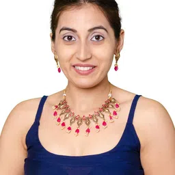 Shining Jewel - By Shivansh Gold-Plated Stone-Studded & Beaded Jewellery Set-picture-41