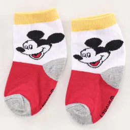 cute walk by babyhug Cutewalk By Babyhug Anti Bacterial Ankle Length Socks Mickey Mouse Design Pack Of 3 - Multicolour image 4
