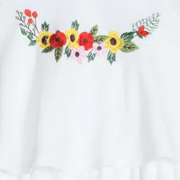 Blue Giraffe Girls White Printed Pure Cotton Top image 3