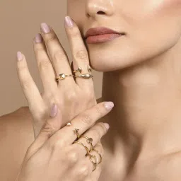 Accessorize London Women's Gold Geometric Stacking Rings - Set of 8 image 1