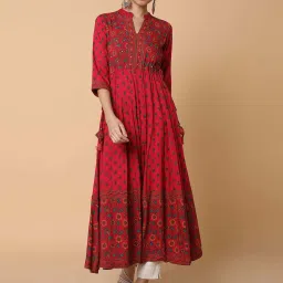 showoffff SHOWOFF Pink Cotton Printed Anarkali Kurta image 1