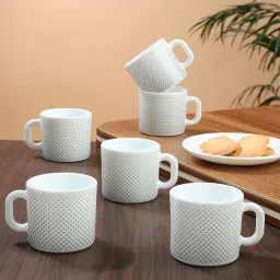 Larah by Borosil White Ceramic Tea & Coffee Mug - Set fo 6 100ml image 1
