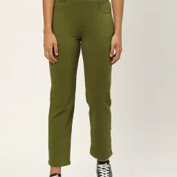 BRINNS Green Regular Fit Mid Rise Knitted Trousers image 1