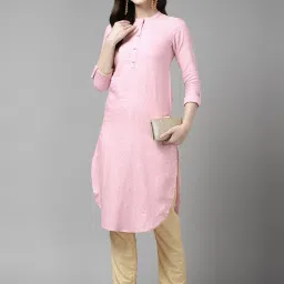 Yufta Pink Embellished Straight Kurta image 4