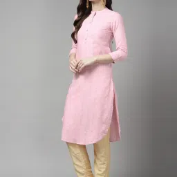 Yufta Pink Embellished Straight Kurta image 3