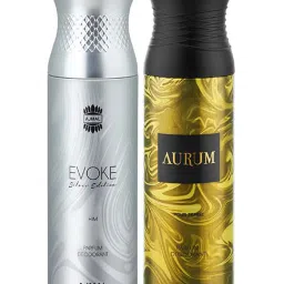 Ajmal Evoke Silver Edition & Aurum Parfum Deodorants Combo for Unisex - Pack of 2 image 1