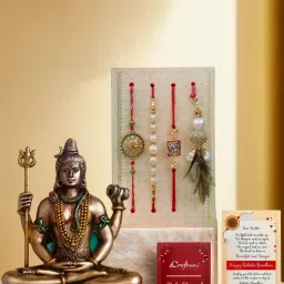 eCraftIndia Assorted Multicolor Rakhi with Shiva Idol image 1
