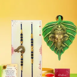 eCraftIndia Assorted Multicolor Rakhi with Lord Ganesha Idol image 1