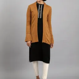 W Brown Self Pattern Cardigan image 1