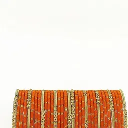 Shasmi Orange Glass Artificial Stones & Beads Bangle-picture-11