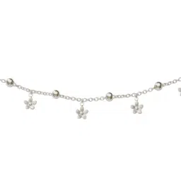 Taraash 925 Sterling Silver Beaded Flower Charm Single Anklet for Women image 3