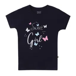 Proteens Kids Navy and White Cotton Printed T-Shirt image 1