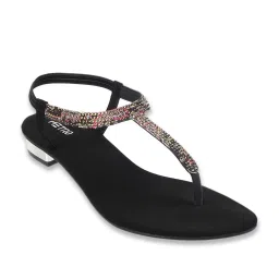 Metro Women's Black T-Strap Sandals image 1