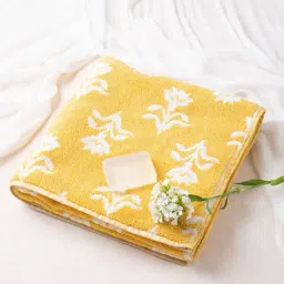 fabindia home Fabindia Yellow Cotton Woven Hand Towel - Set of 1-picture-21