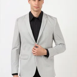 Peter England Grey Slim Fit Texture Blazer image 1