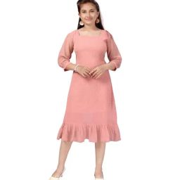 Aarika Kids Peach Self Design Dress-image-70