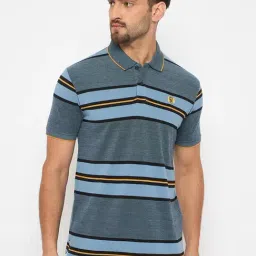 Duke Blue Blended Slim Fit Striped Polo T-Shirt-picture-13