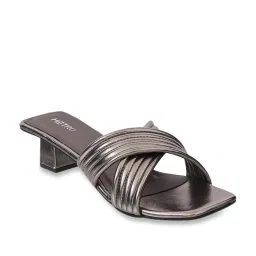 Metro Women's Gun Metal Cross Strap Sandals image 2