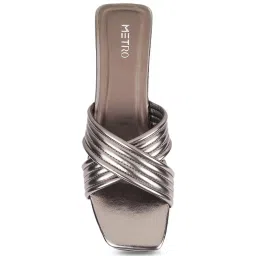 Metro Women's Gun Metal Cross Strap Sandals image 3
