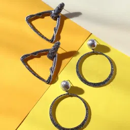 Sohi pack of women's crystal drop earrings image 1