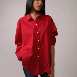 American Eagle Red Regular Fit Embroidered Shirt-picture-16