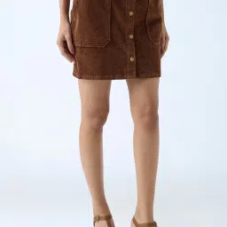 LOV by Westside Brown High-Rise Corduroy Skirt image 1