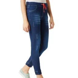 Miss Chase Navy Relaxed Fit Tattered Jogger Jeans image 3