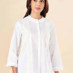 Akkriti by Pantaloons White Cotton Embroidered Shirt-picture-27