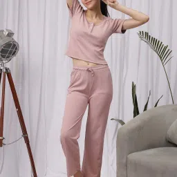 NEUDIS Pink Plain Top Pyjamas Set image 1