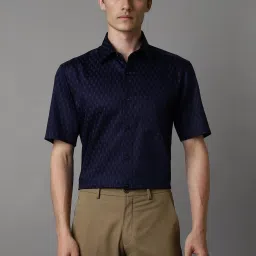 Louis Philippe Navy Cotton Regular Fit Printed Shirt image 1