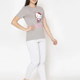 Clovia Grey Graphic Print Pajama Set image 4