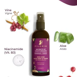 Pilgrim Alcohol Free Red Vine Face Toner Spray with Vitamin B3 and Aloe - 100 ml image 3