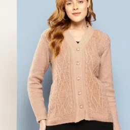 Aarika Brown Wool Solid Cardigan image 1