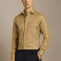Louis Philippe Beige Cotton Regular Fit Shirt image 3