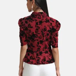 Kazo Stretchable Flock Mesh Shirt With Peplum image 2
