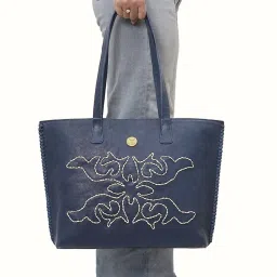 Hidesign WILD WEST  Blue Embroidered Large Shoulder Handbag image 1