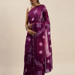 Geroo Jaipur Pink Hand Dyed Bandhani Saree image 2