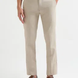 Arrow Beige Regular Fit Self Pattern Trousers image 1