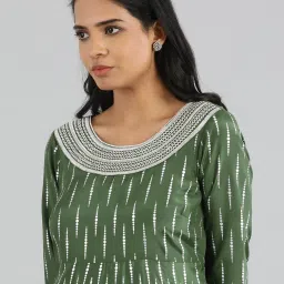 Aurelia Olive Green Printed A Line Kurta image 5