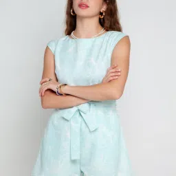 Zink London Sky Blue Printed Playsuit image 1