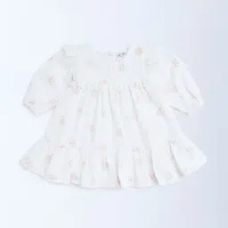 HOP Baby by Westside White Floral Design Cotton Tiered Dress-image-27