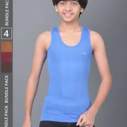 Dollar Bigboss Boys Multicolor Solid Vest (Pack Of 4) image 1