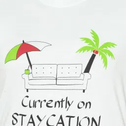 Clovia White Graphic Print Pajama Set image 5