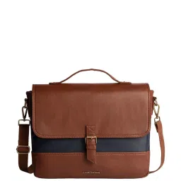Gauge Machine Tan & Navy PU Medium Laptop Messenger Bag image 1