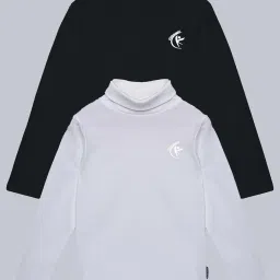 Kiddopanti Unisex Black & White Solid Full Sleeves T-Shirt (Pack Of 2) image 1