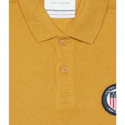 Octave Kids Mustard Melange Cotton Polo T-Shirt image 3