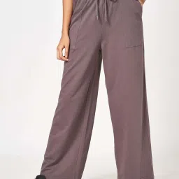 Ajile by Pantaloons Grey Cotton Plain Flared Pants image 1